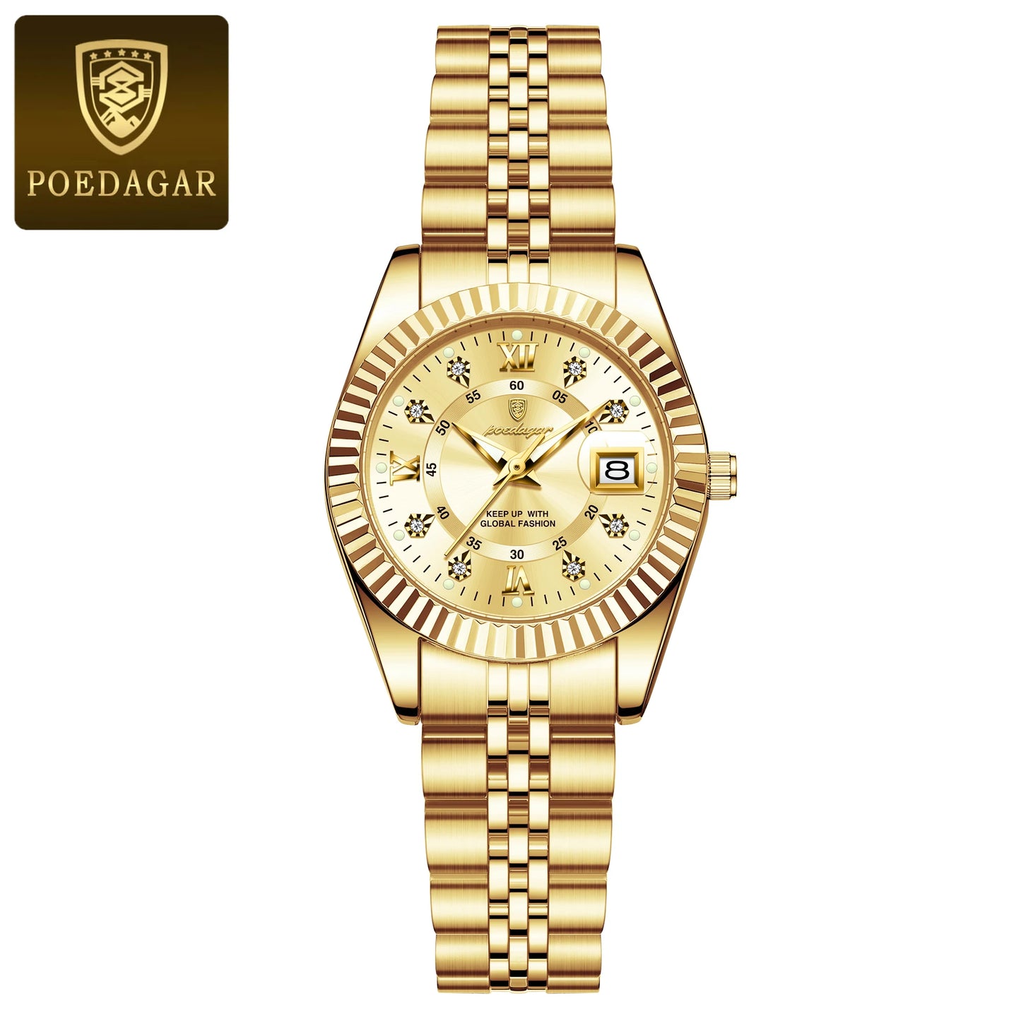 Luxury Elegant Watch for Women Waterproof Luminous Date Ladies Watch Stainless Steel