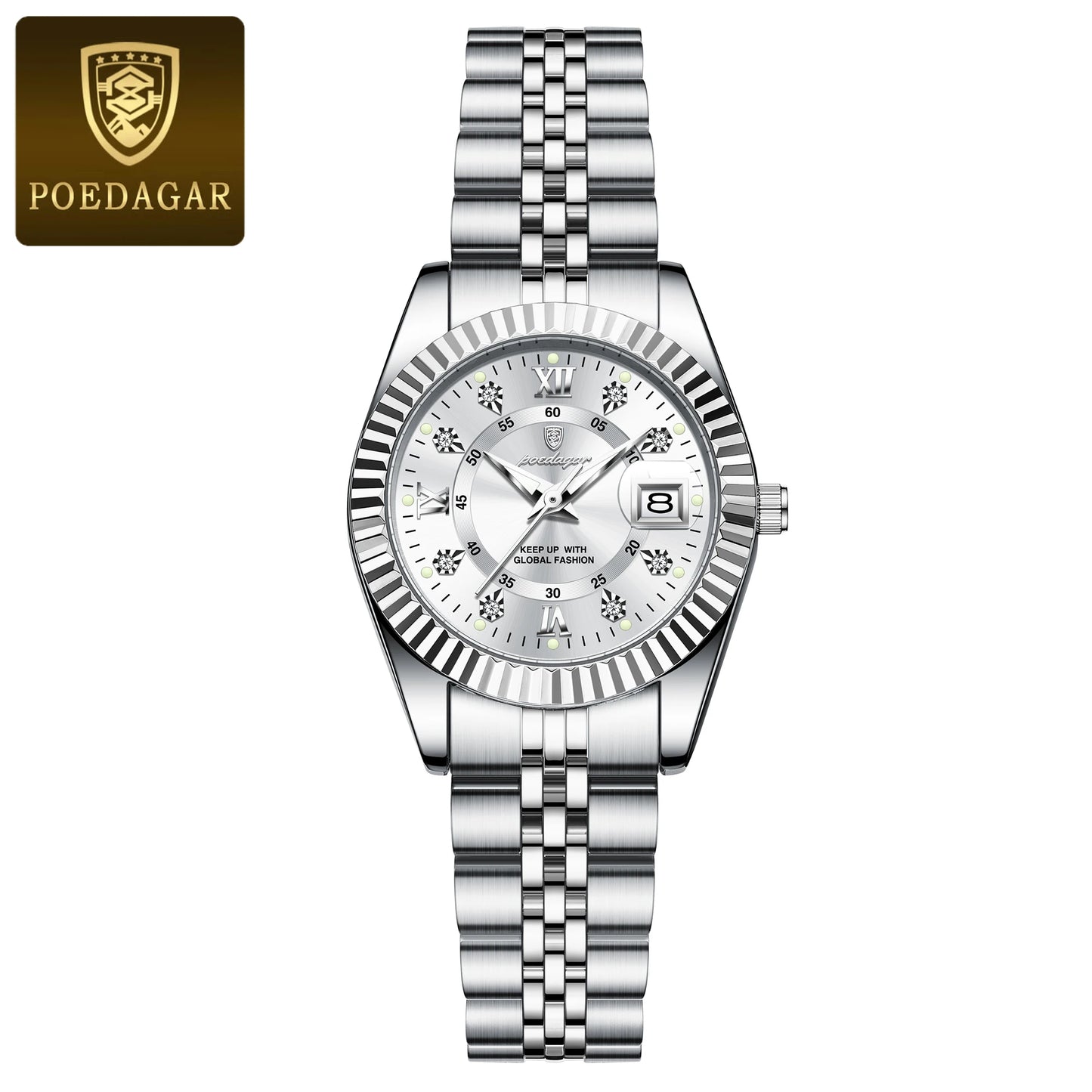 Luxury Elegant Watch for Women Waterproof Luminous Date Ladies Watch Stainless Steel